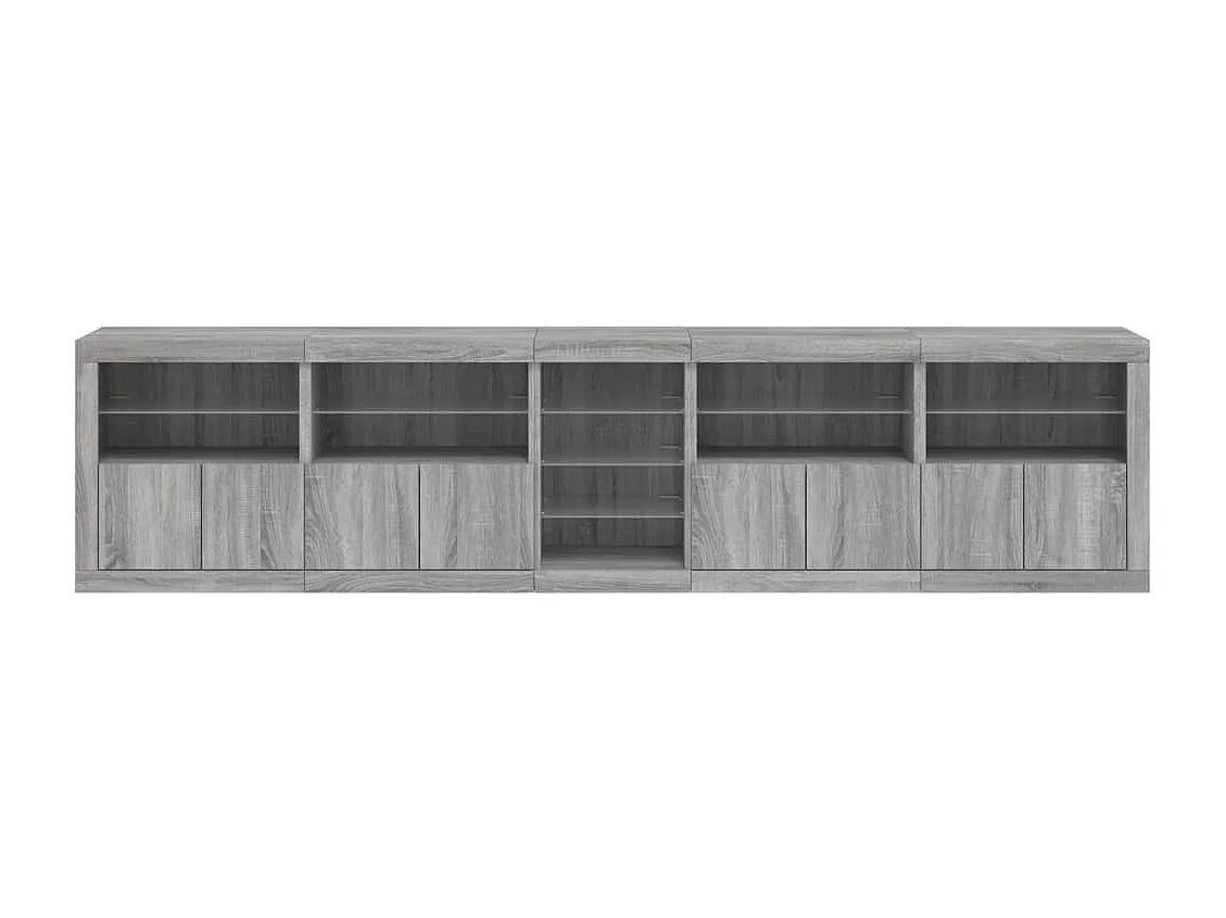 Dressoir met LED-verlichting 283x37x67 cm grijs sonoma eiken