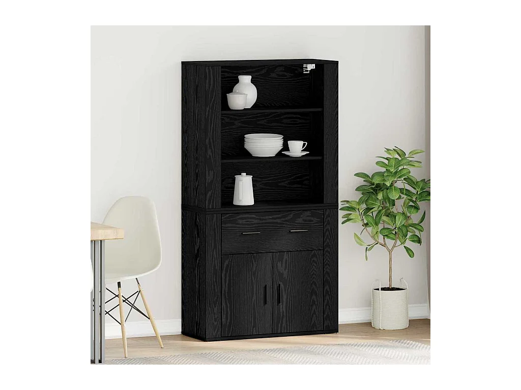 Buffet Chêne noir 80 x 33 x 150 cm Bois d'ingénierie