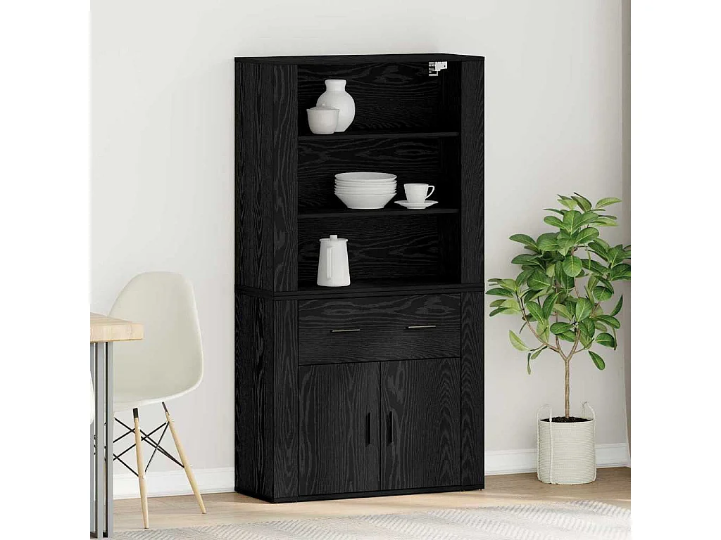 Buffet Chêne noir 80 x 33 x 150 cm Bois d'ingénierie