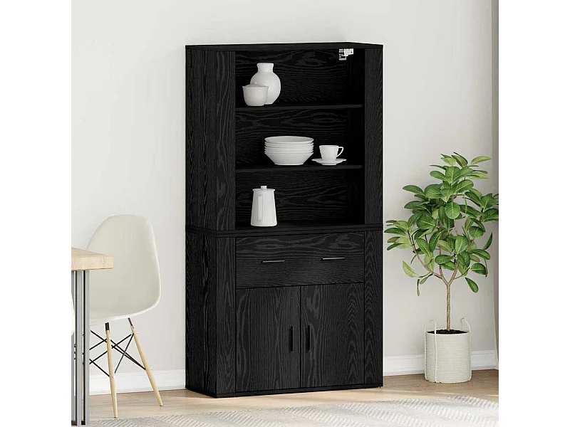 Buffet Chêne noir 80 x 33 x 150 cm Bois d'ingénierie