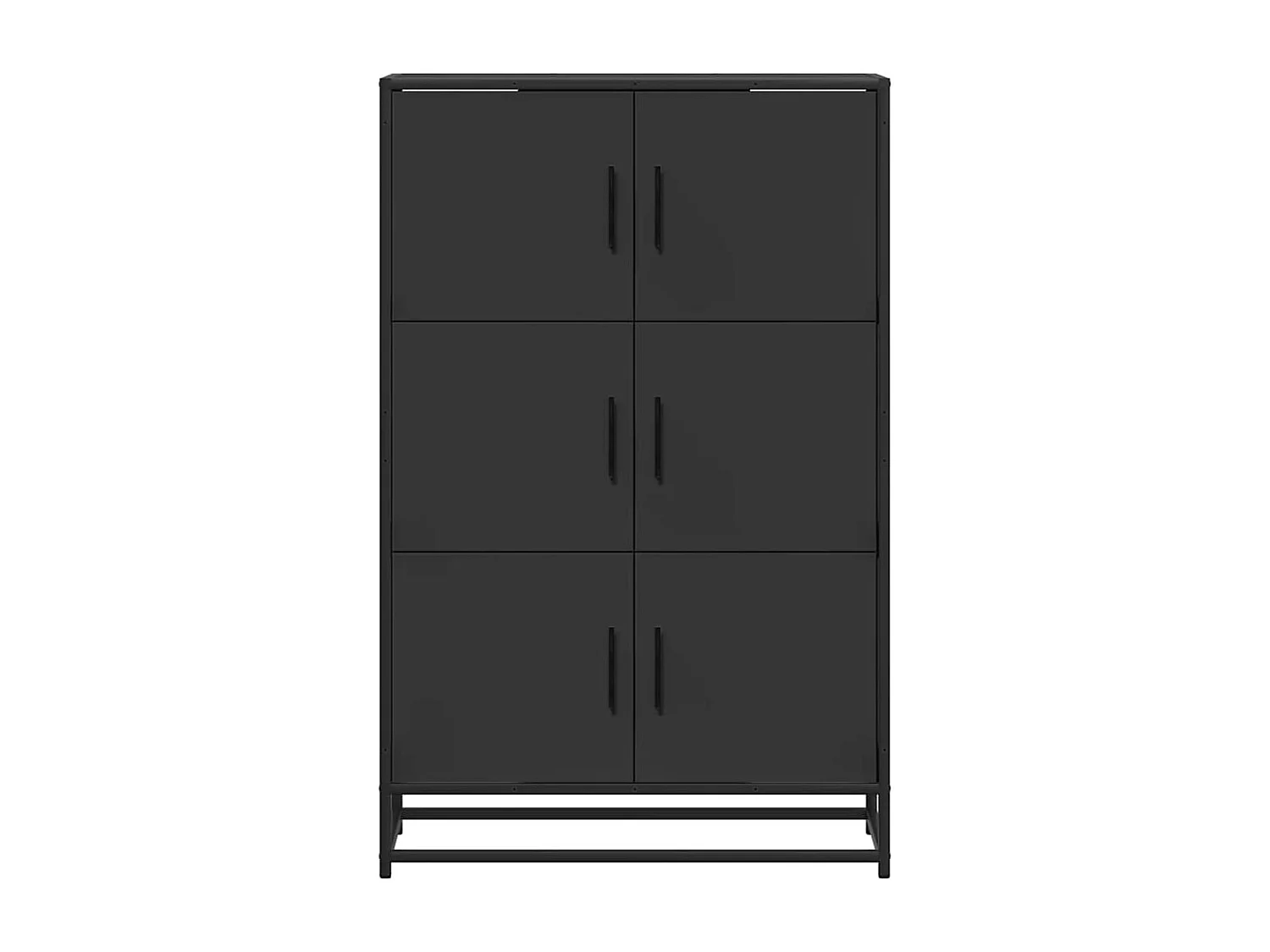 Buffet haut noir 68x35x106,5 cm bois d'ingénierie et métal