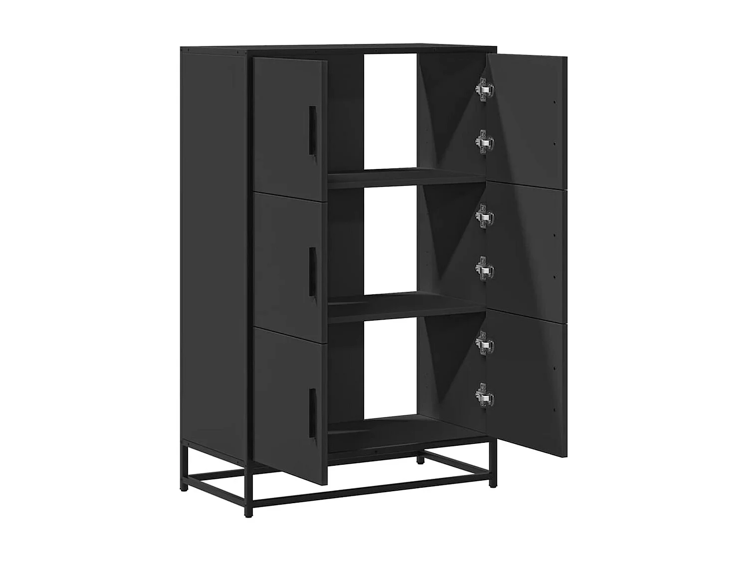 Buffet haut noir 68x35x106,5 cm bois d'ingénierie et métal