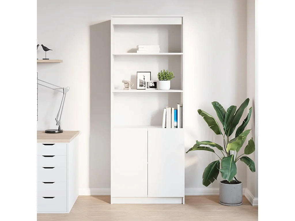 Buffet haut blanc 70x35x180 cm bois d'ingénierie