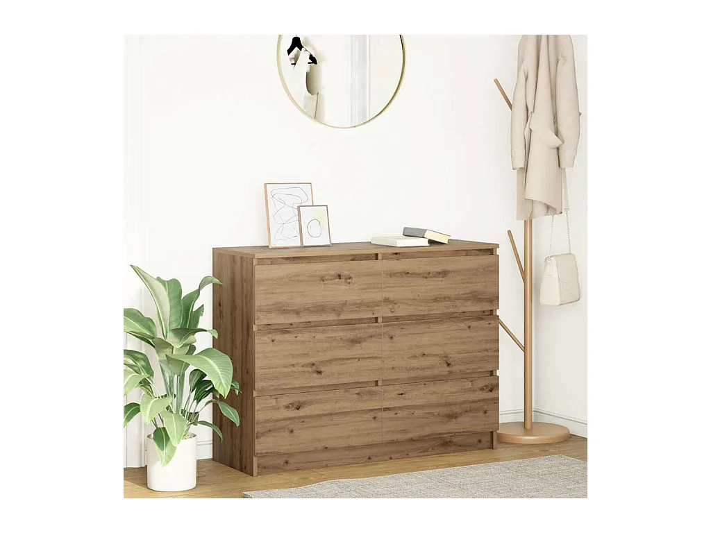 Buffet chêne artisanal 100x35x76 cm bois d'ingénierie