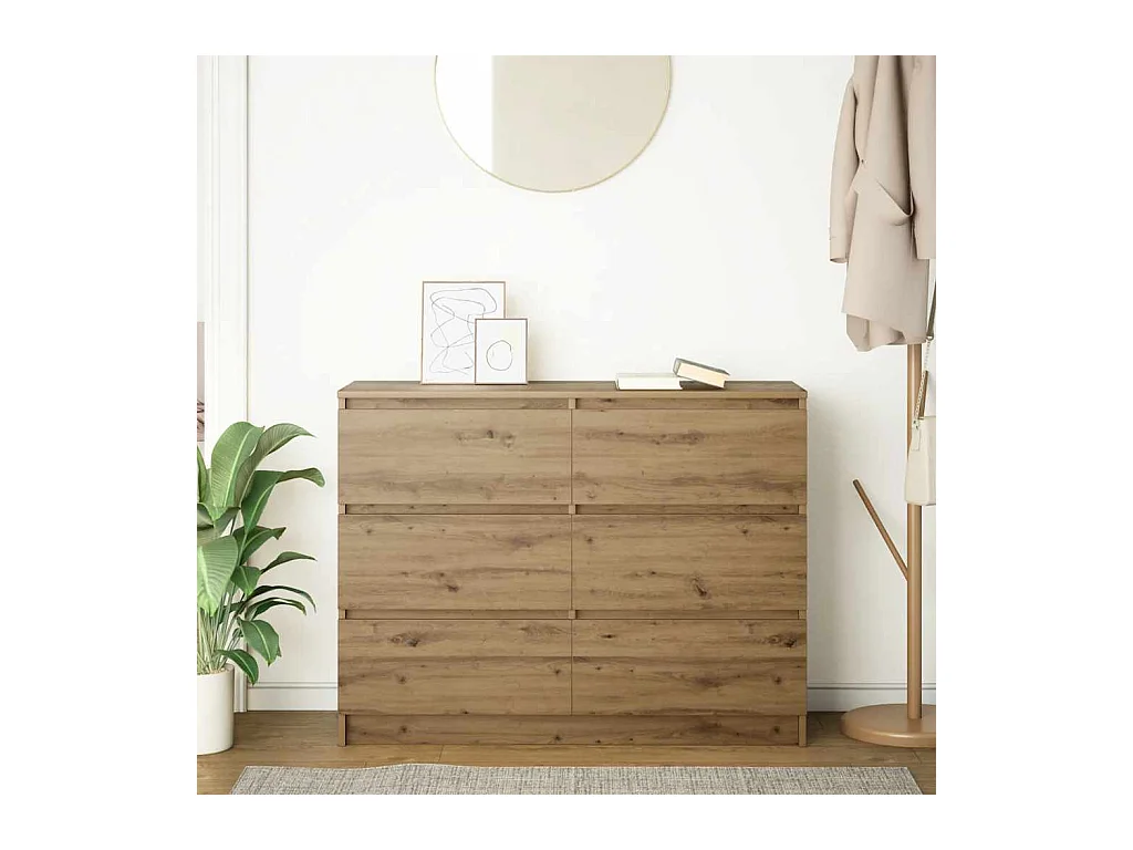 Buffet chêne artisanal 100x35x76 cm bois d'ingénierie