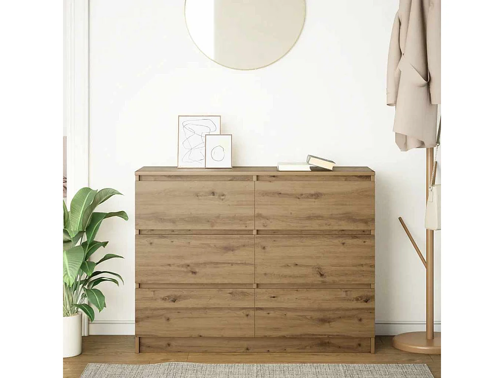 Buffet chêne artisanal 100x35x76 cm bois d'ingénierie