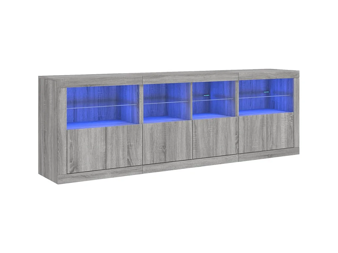 Aparador con luces LED gris Sonoma 202x37x67 cm