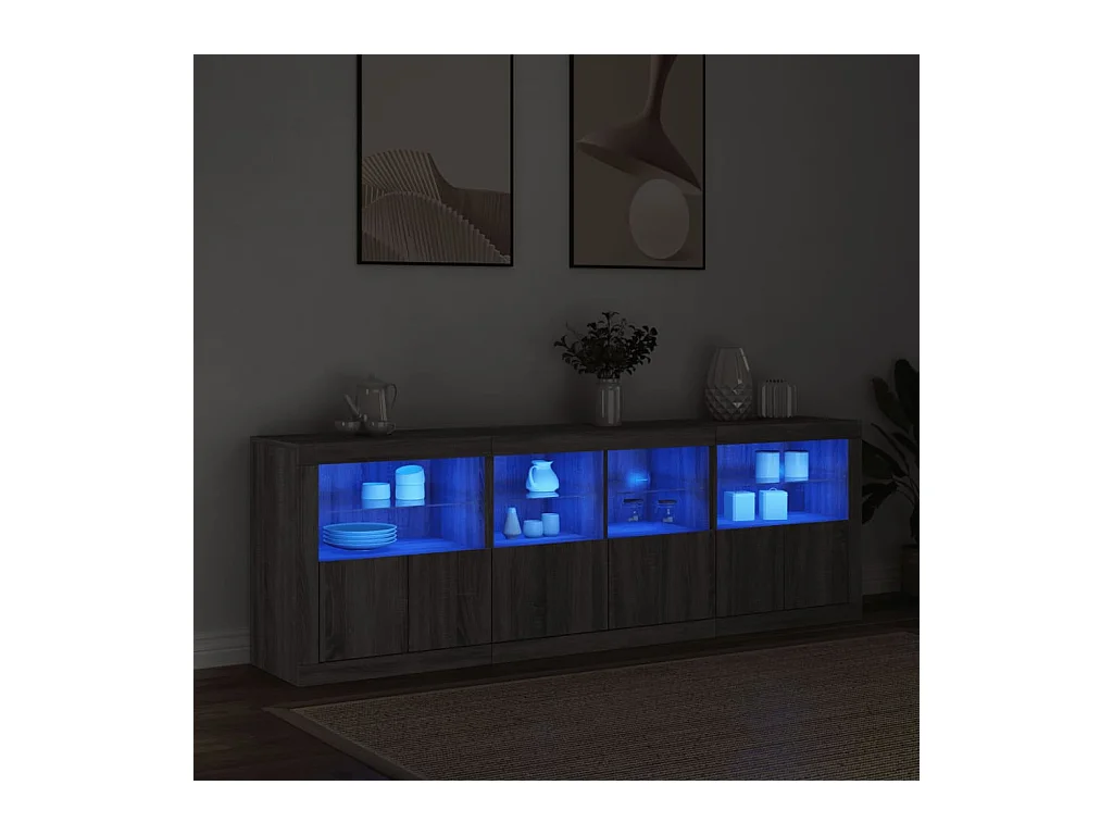 Aparador con luces LED gris Sonoma 202x37x67 cm