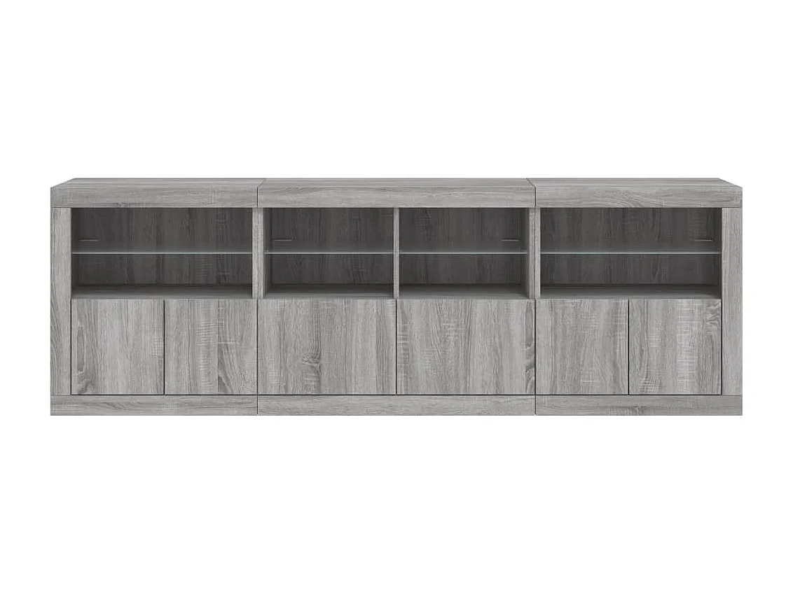 Dressoir met LED-verlichting 202x37x67 cm grijs sonoma eiken