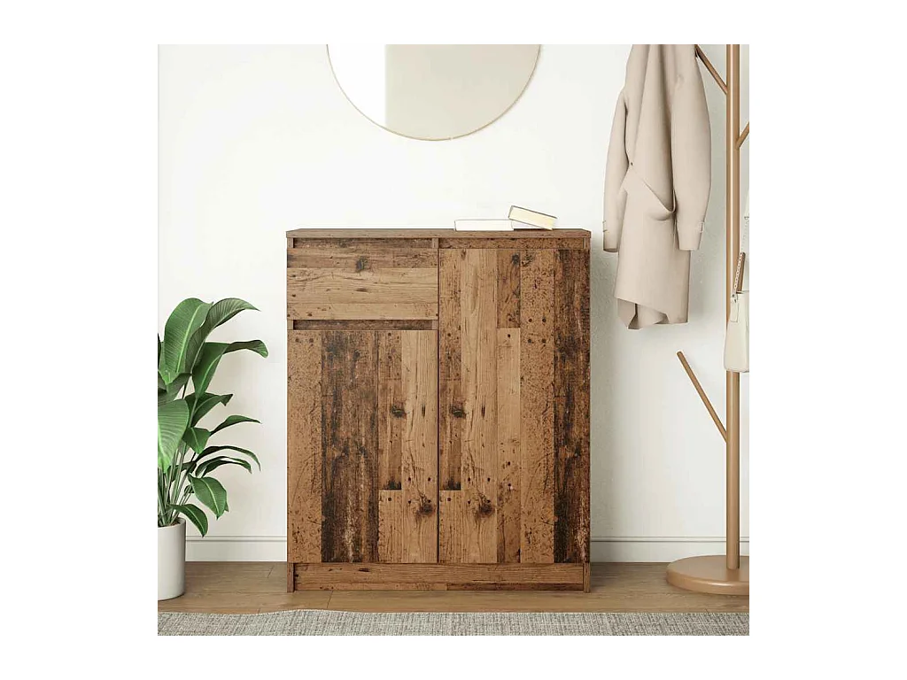 Buffet avec tiroir vieux bois 71x35x84 cm bois d'ingénierie