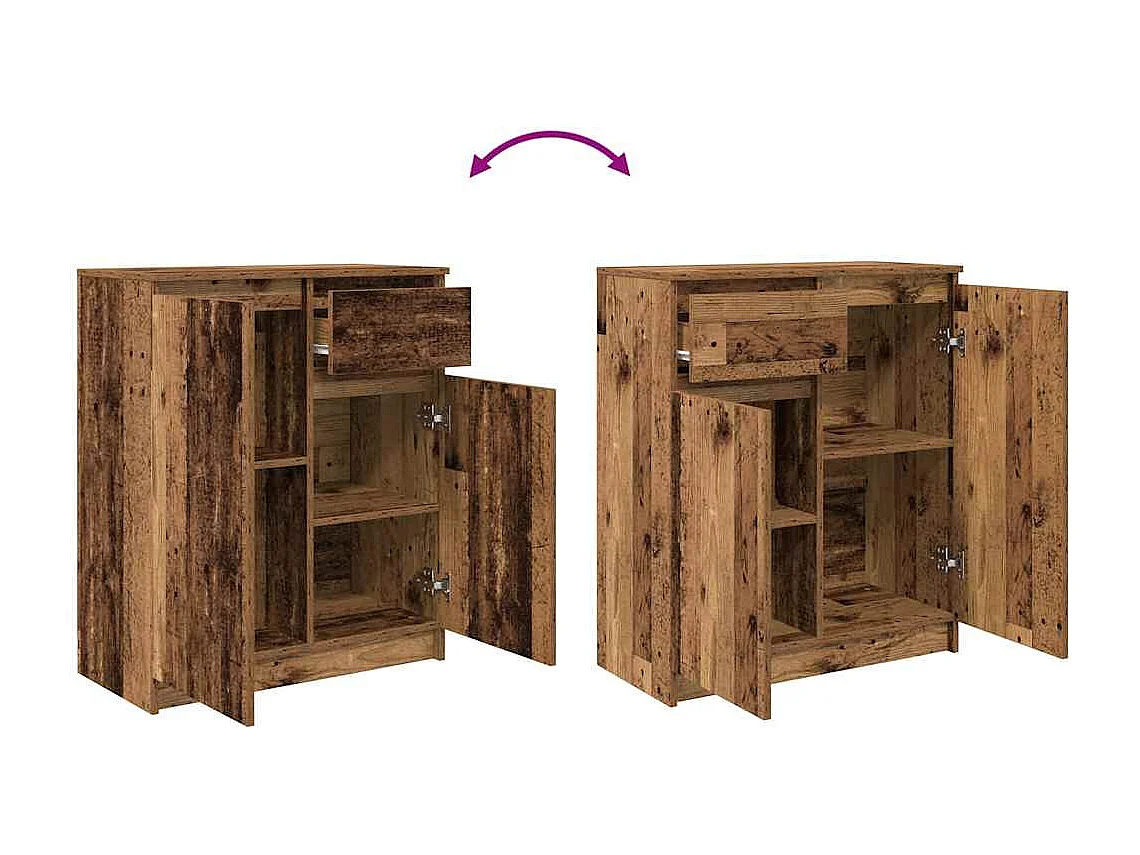 Buffet avec tiroir vieux bois 71x35x84 cm bois d'ingénierie