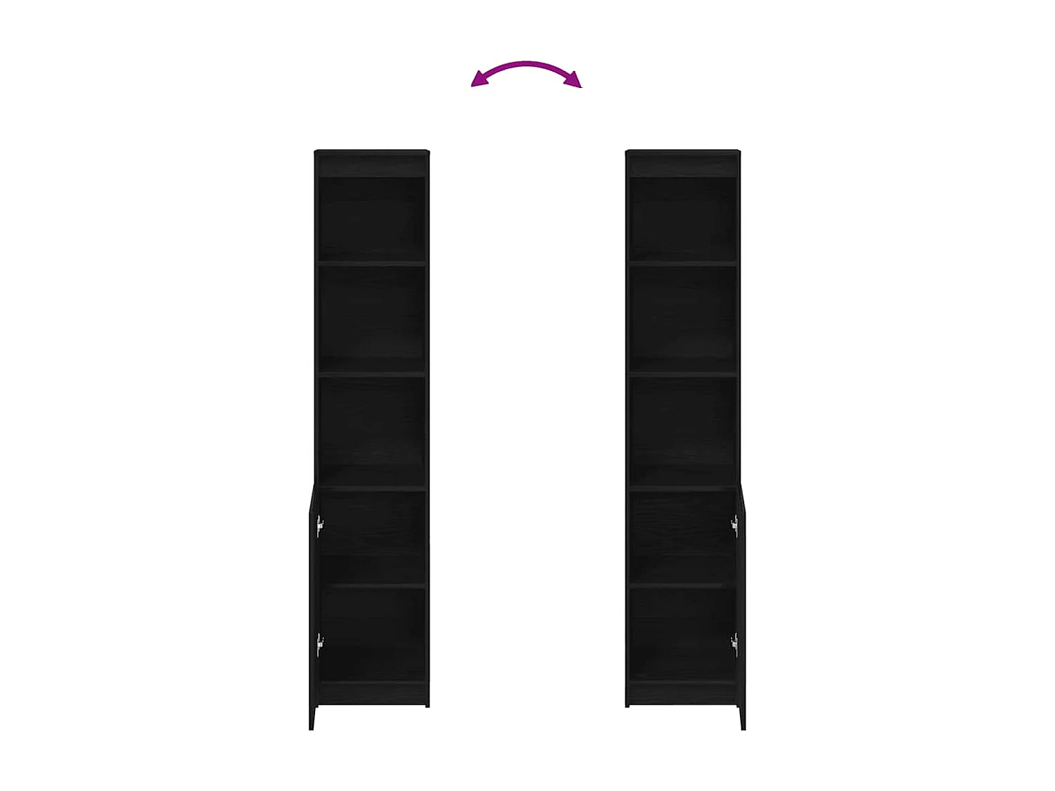 Buffet haut chêne noir 37,5x35x180 cm bois d'ingénierie