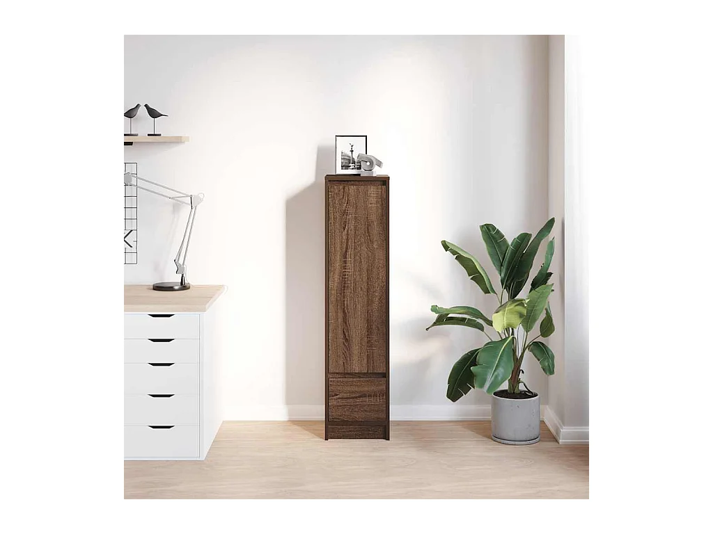 Buffet haut chêne marron 29,5x34x119,5 cm bois d'ingénierie