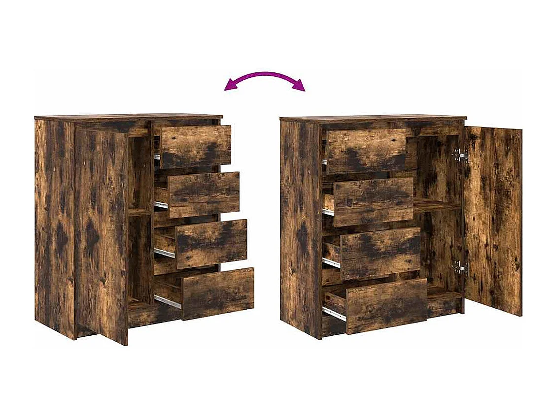 Buffet avec tiroirs chêne fumé 71x35x84 cm bois d'ingénierie