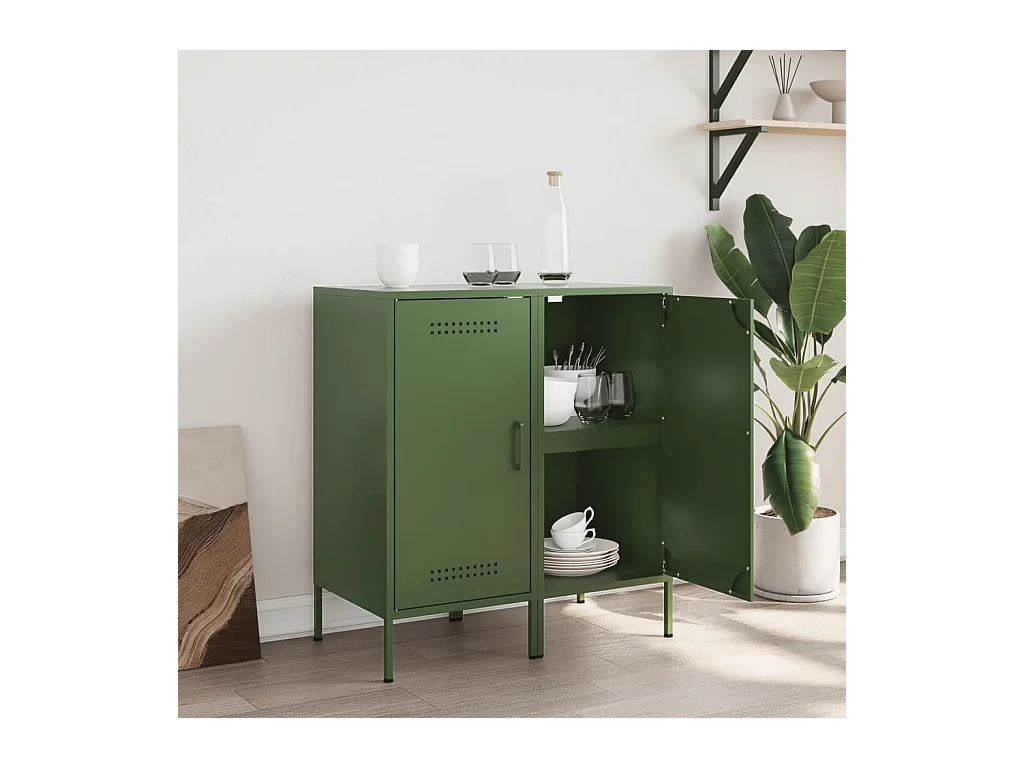 Buffets 2 pièces vert olive 36x39x79 cm acier