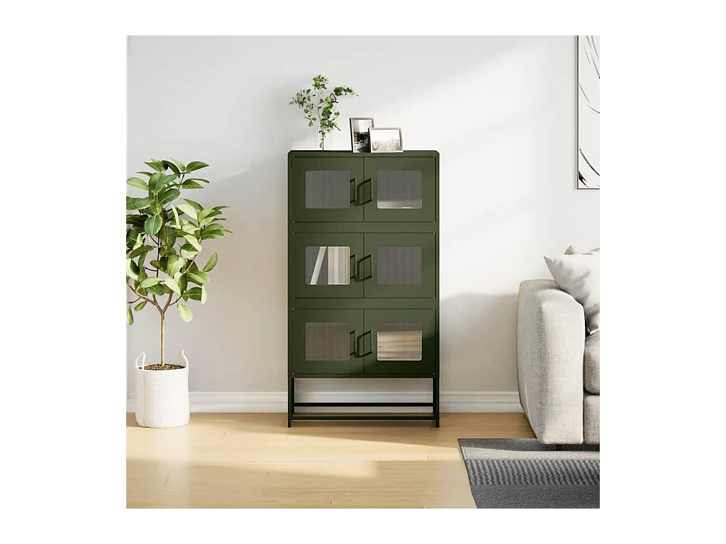 Buffet haut vert olive 68x39x123 cm acier