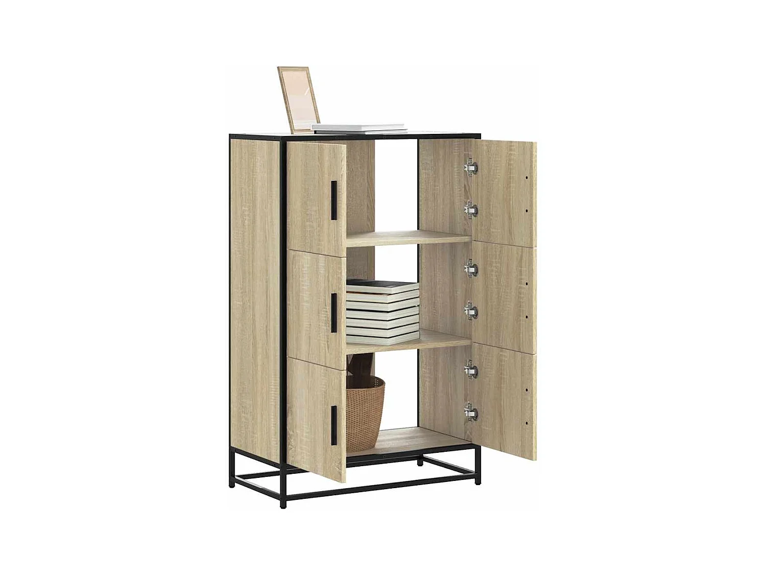 Buffet haut chêne sonoma 68x35x106,5 cm bois ingénierie métal