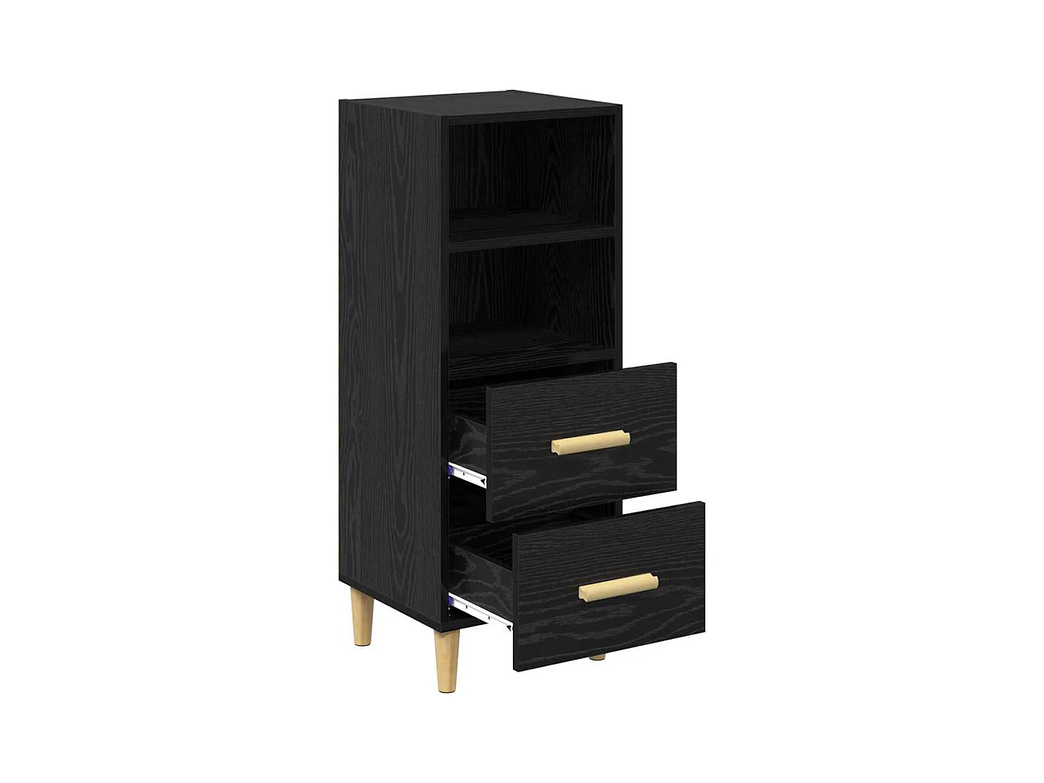 Dressoir met lade Zwart eiken 34 x 34,5 x 90 cm Bewerkt hout