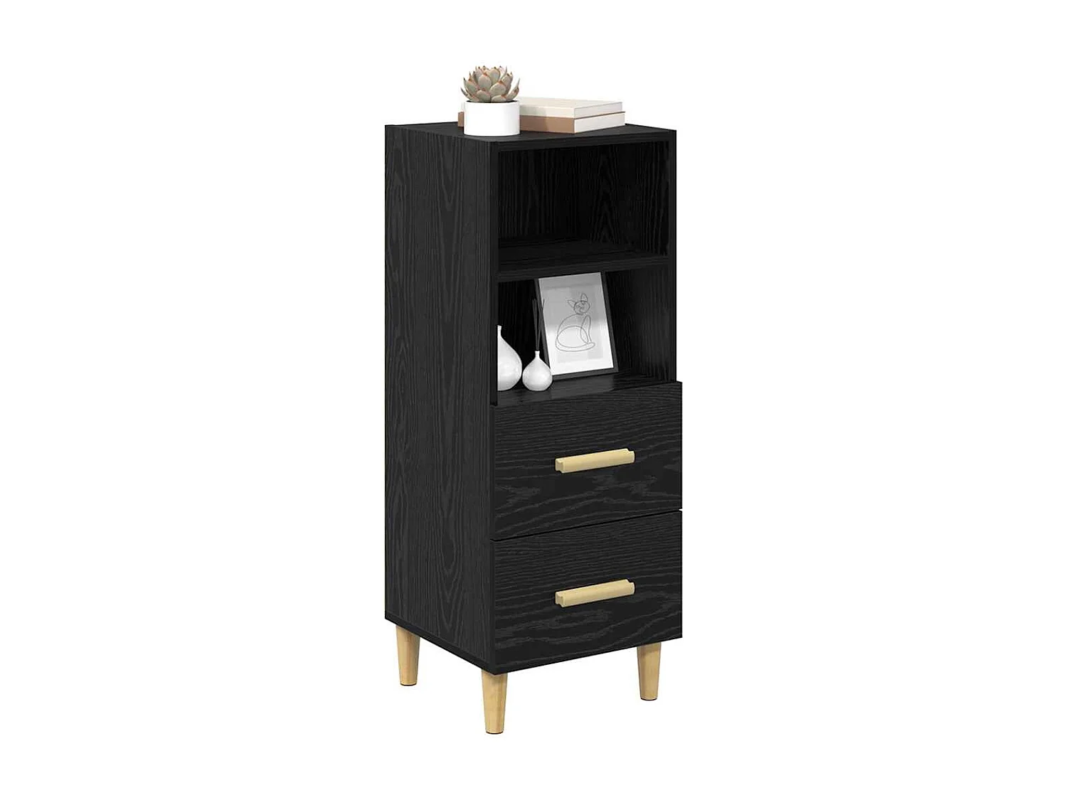 Buffet Chêne noir 34 x 34,5 x 90 cm Bois d'ingénierie
