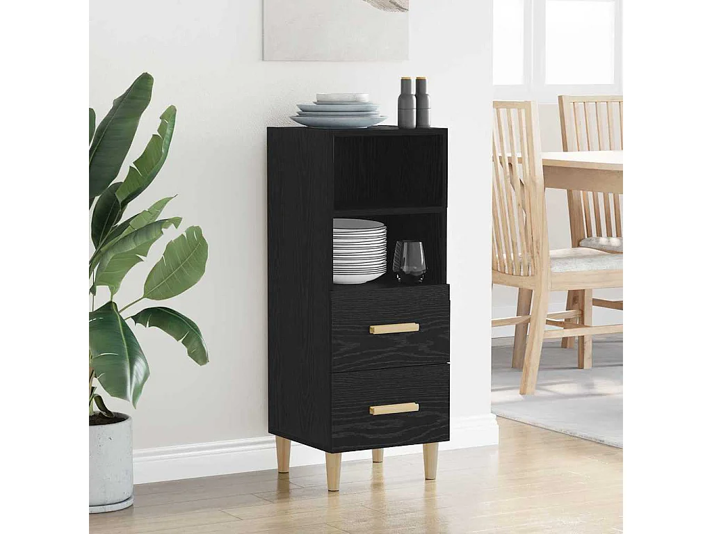 Buffet Chêne noir 34 x 34,5 x 90 cm Bois d'ingénierie