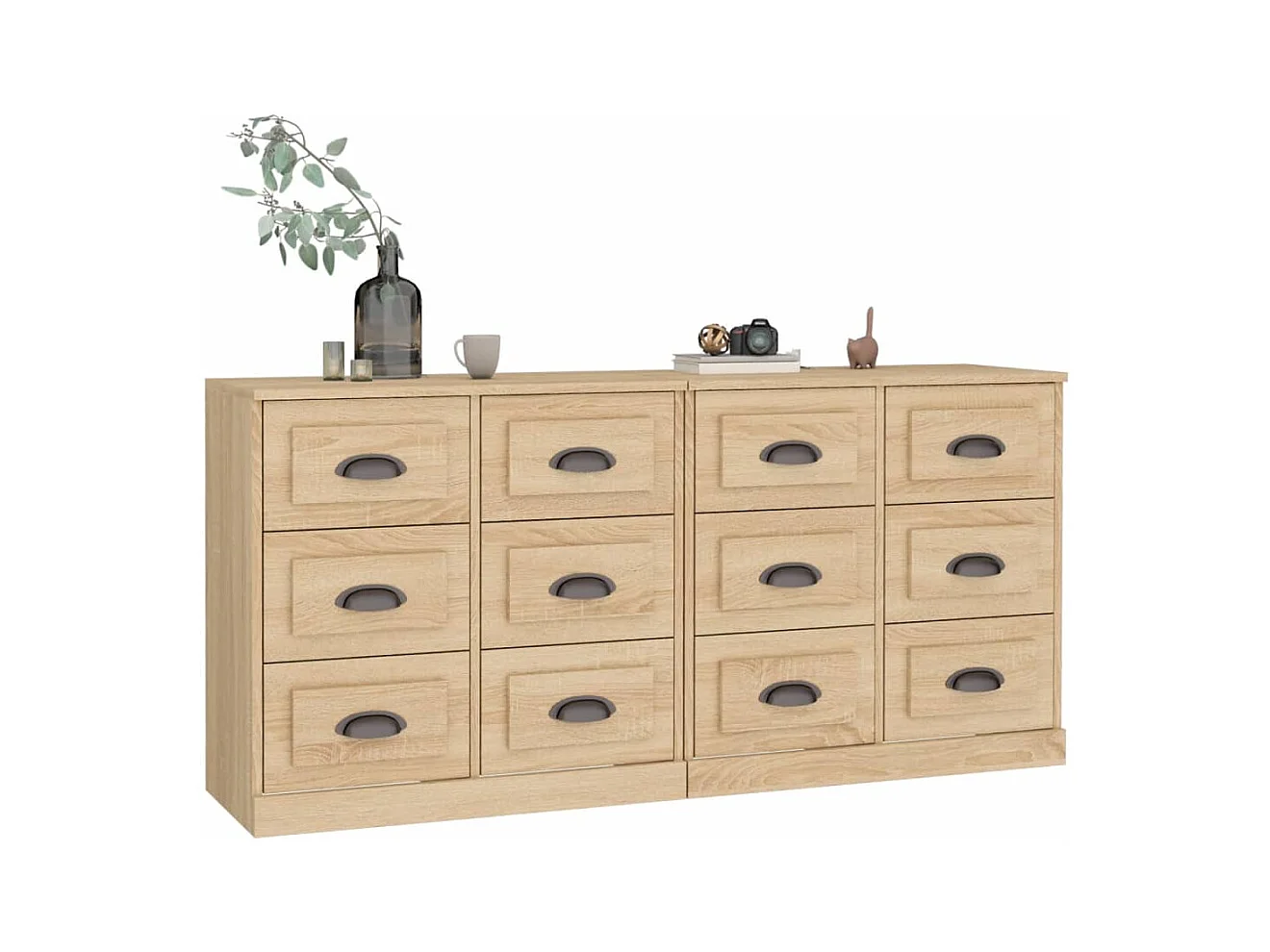 Buffets 2 pièces chêne sonoma bois d'ingénierie