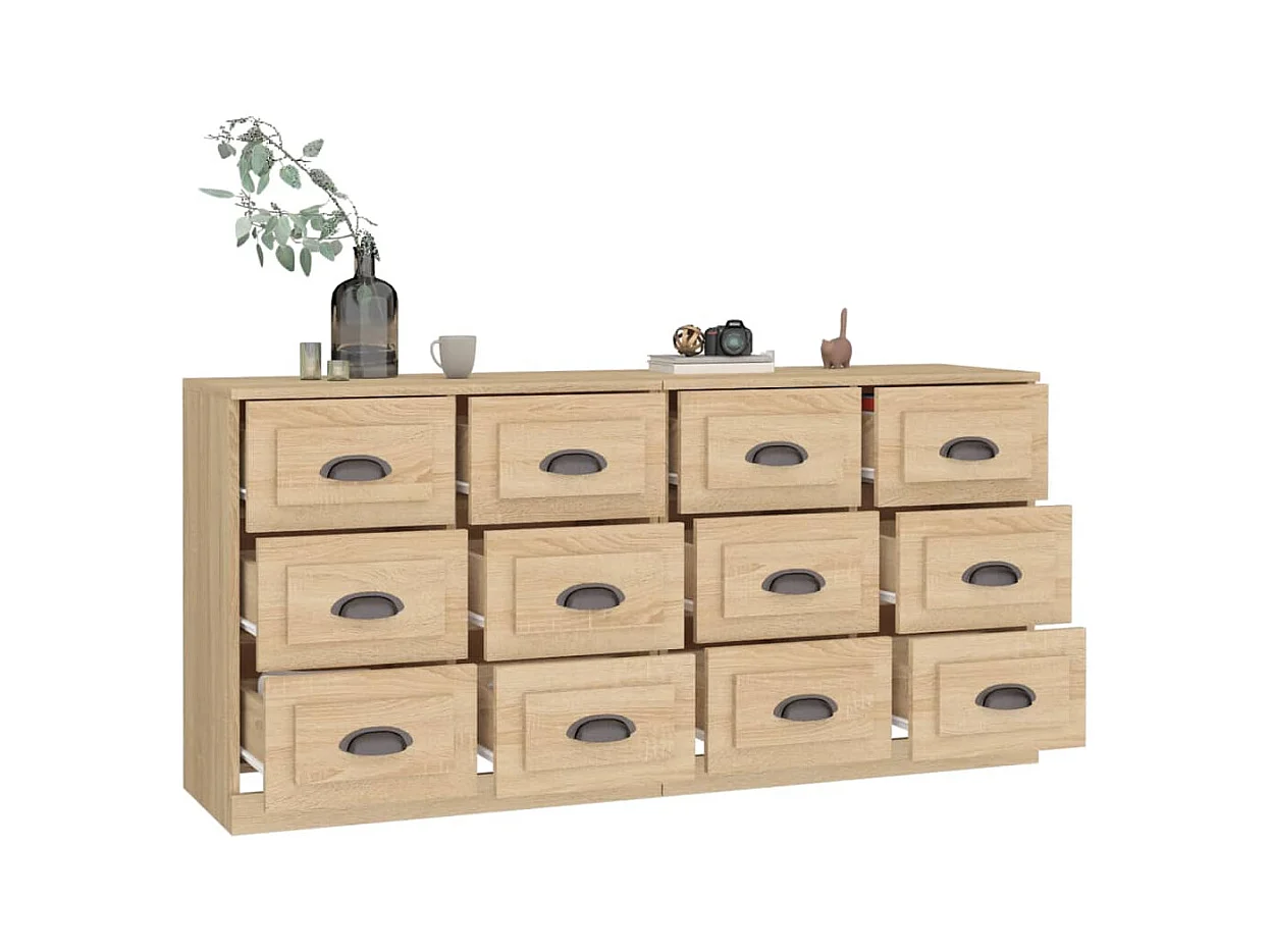 Buffets 2 pièces chêne sonoma bois d'ingénierie