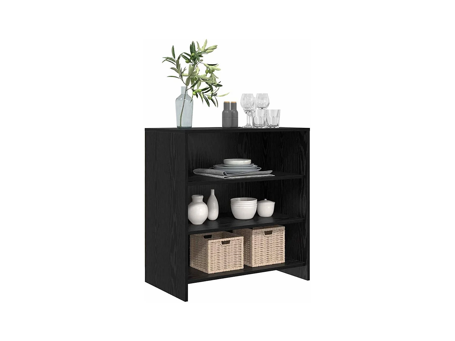 Buffet Noir 70 x 41 x 75 cm Bois d'ingénierie