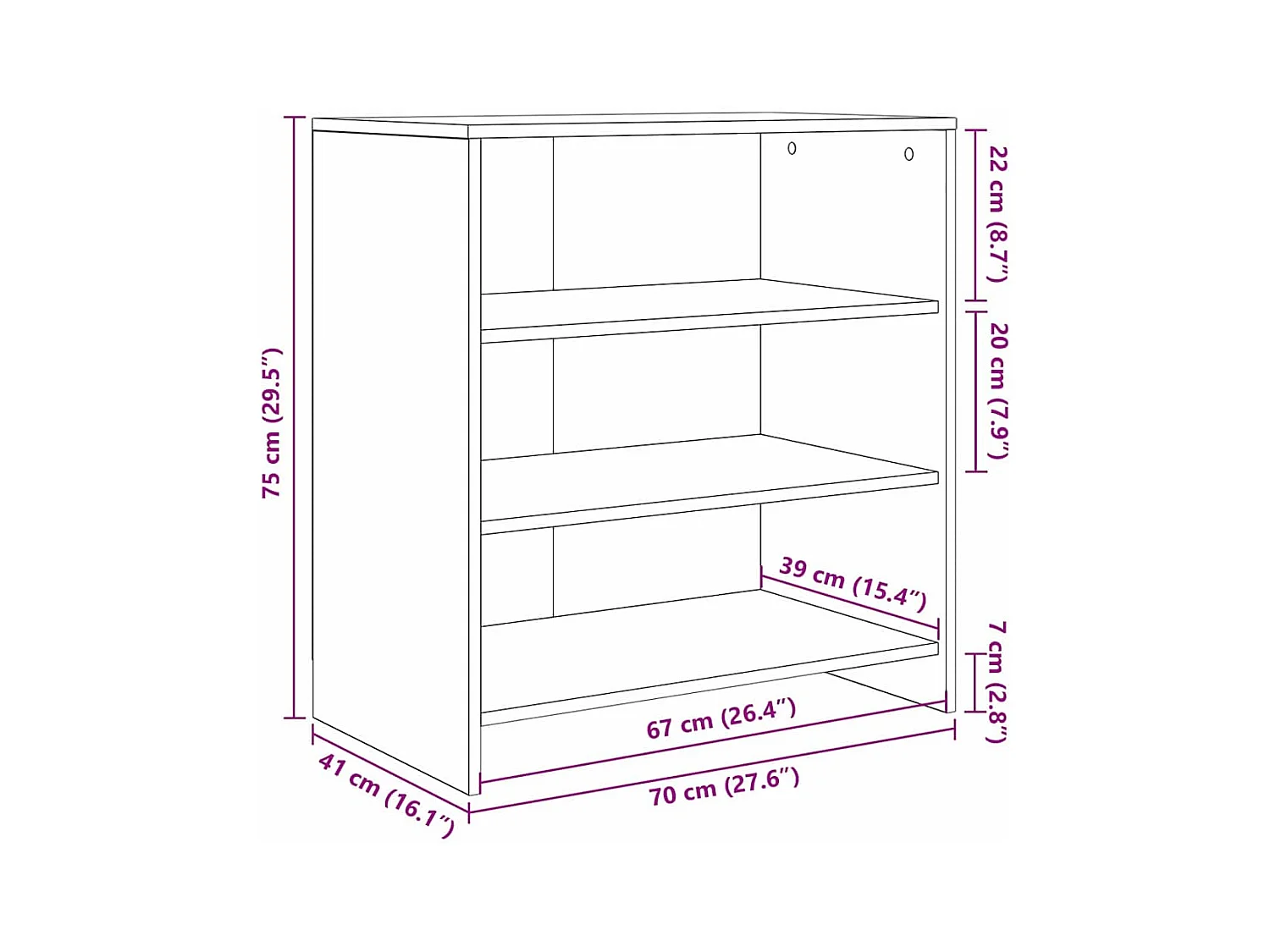 Buffet Noir 70 x 41 x 75 cm Bois d'ingénierie