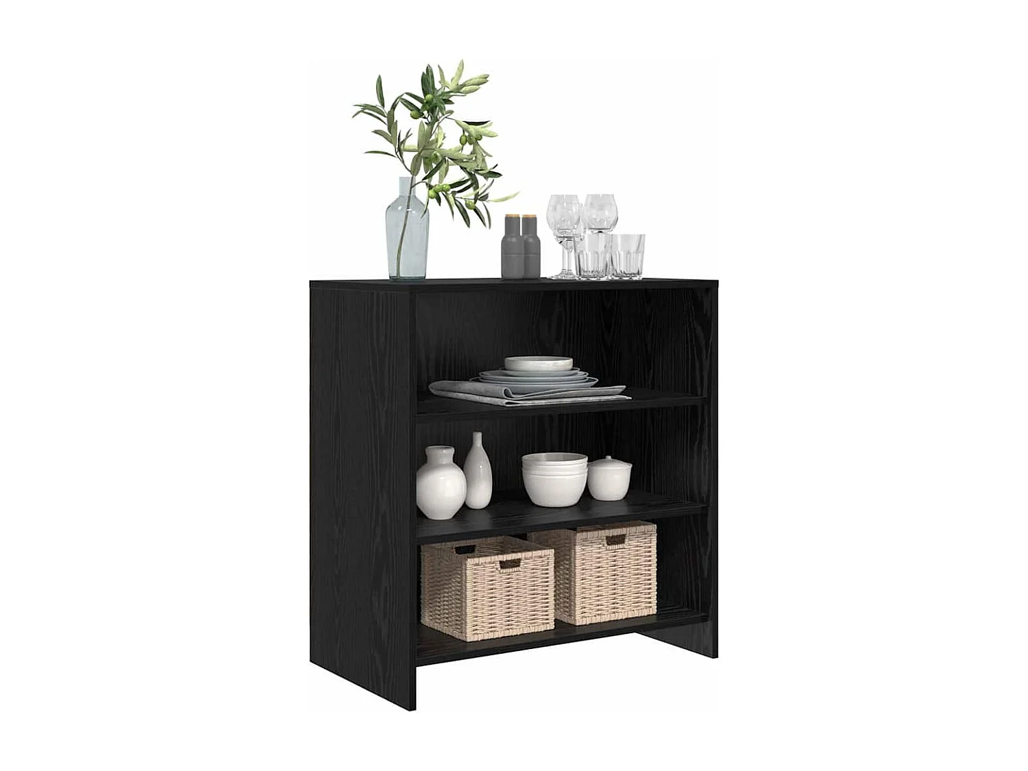 Buffet Noir 70 x 41 x 75 cm Bois d'ingénierie