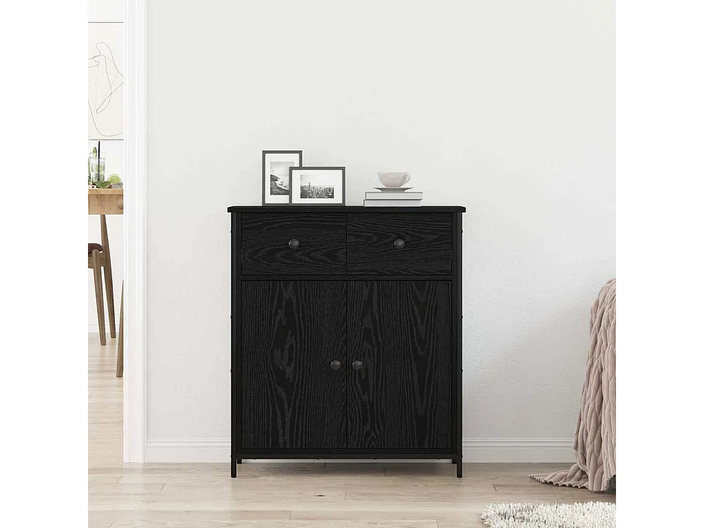 Buffet avec tiroir Chêne noir 70 x 30 x 80 cm Bois d'ingénierie