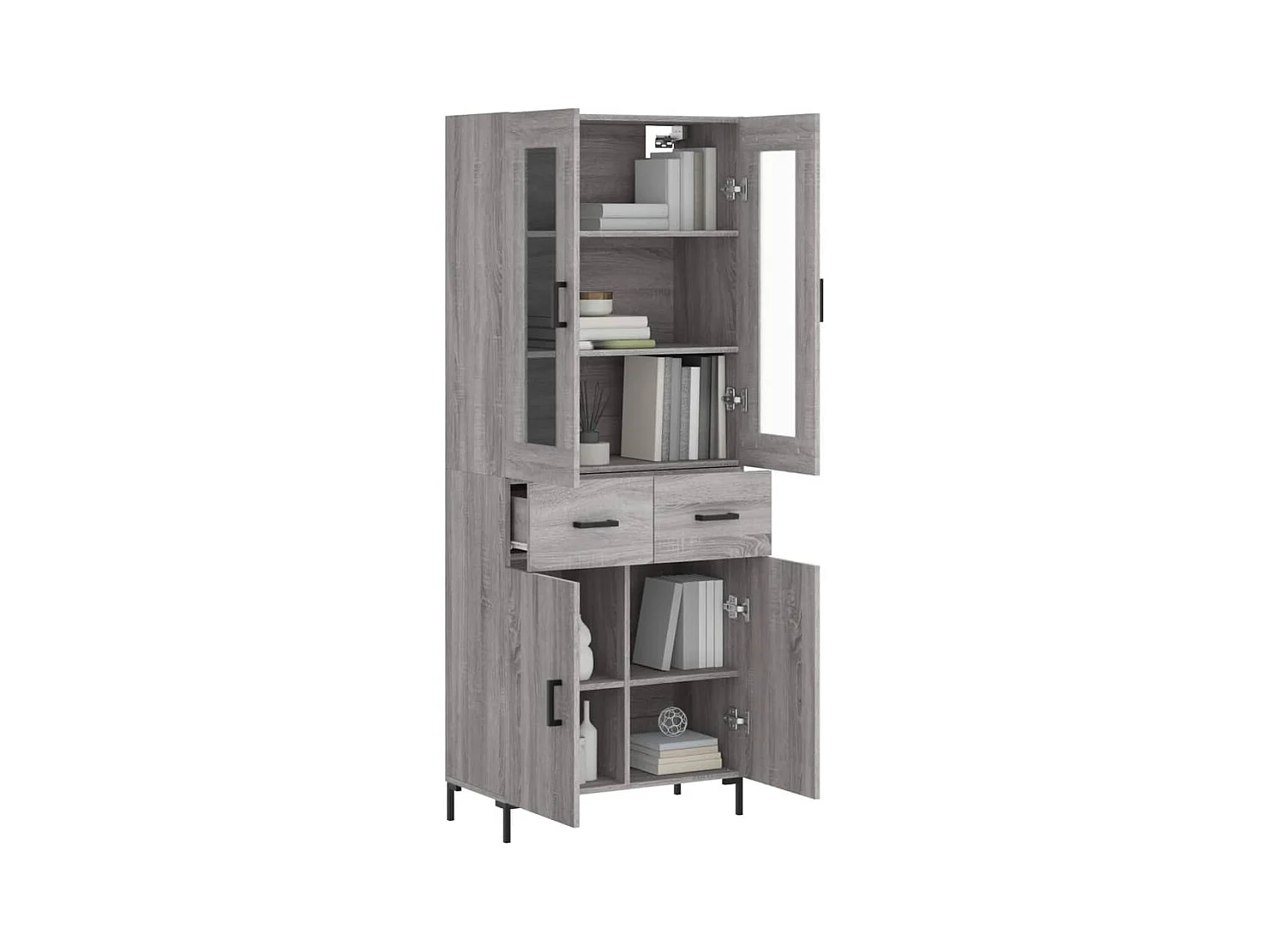 Buffet haut Sonoma gris 69,5x34x180 cm Bois d'ingénierie