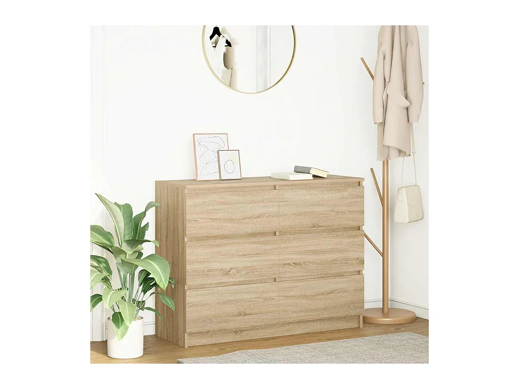 Aparador de madera contrachapada roble sonoma 100x35x76 cm