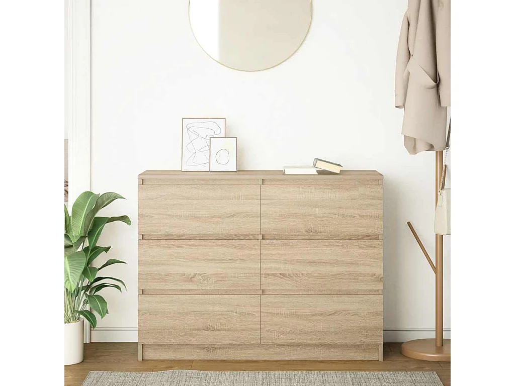 Buffet chêne sonoma 100x35x76 cm bois d'ingénierie