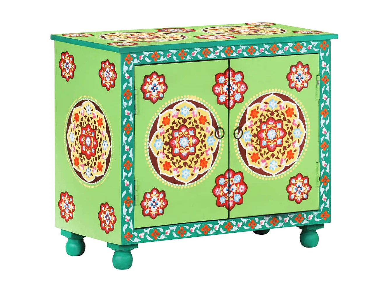Buffet peint à la main Multicolore 70x35x60 cm Bois de manguier