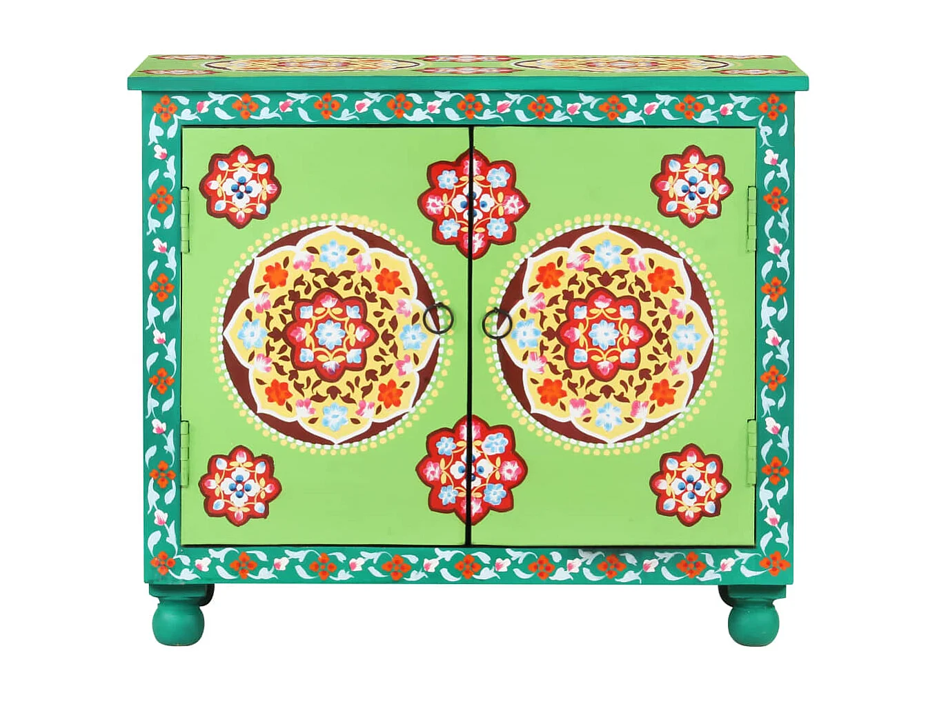 Buffet peint à la main Multicolore 70x35x60 cm Bois de manguier