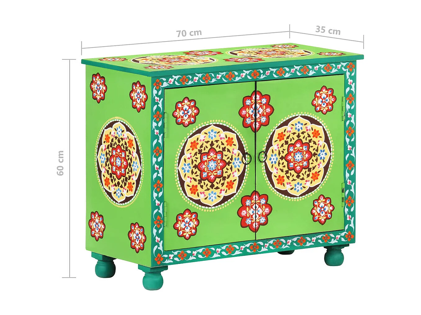 Buffet peint à la main Multicolore 70x35x60 cm Bois de manguier