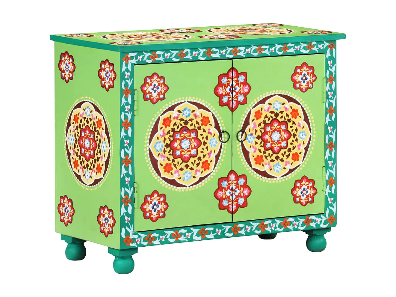 Buffet peint à la main Multicolore 70x35x60 cm Bois de manguier