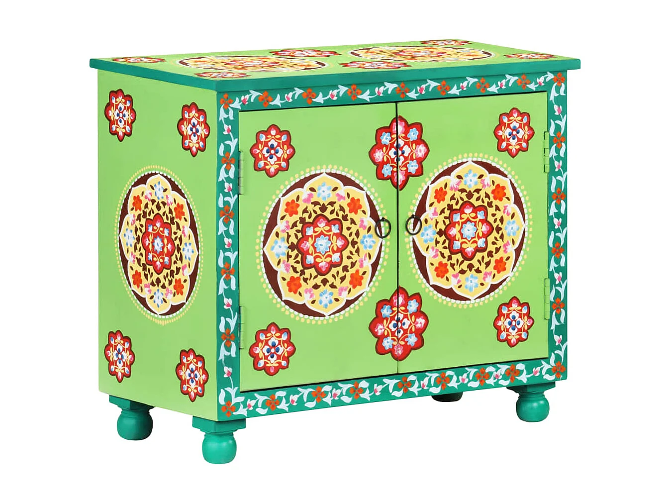 Buffet peint à la main Multicolore 70x35x60 cm Bois de manguier