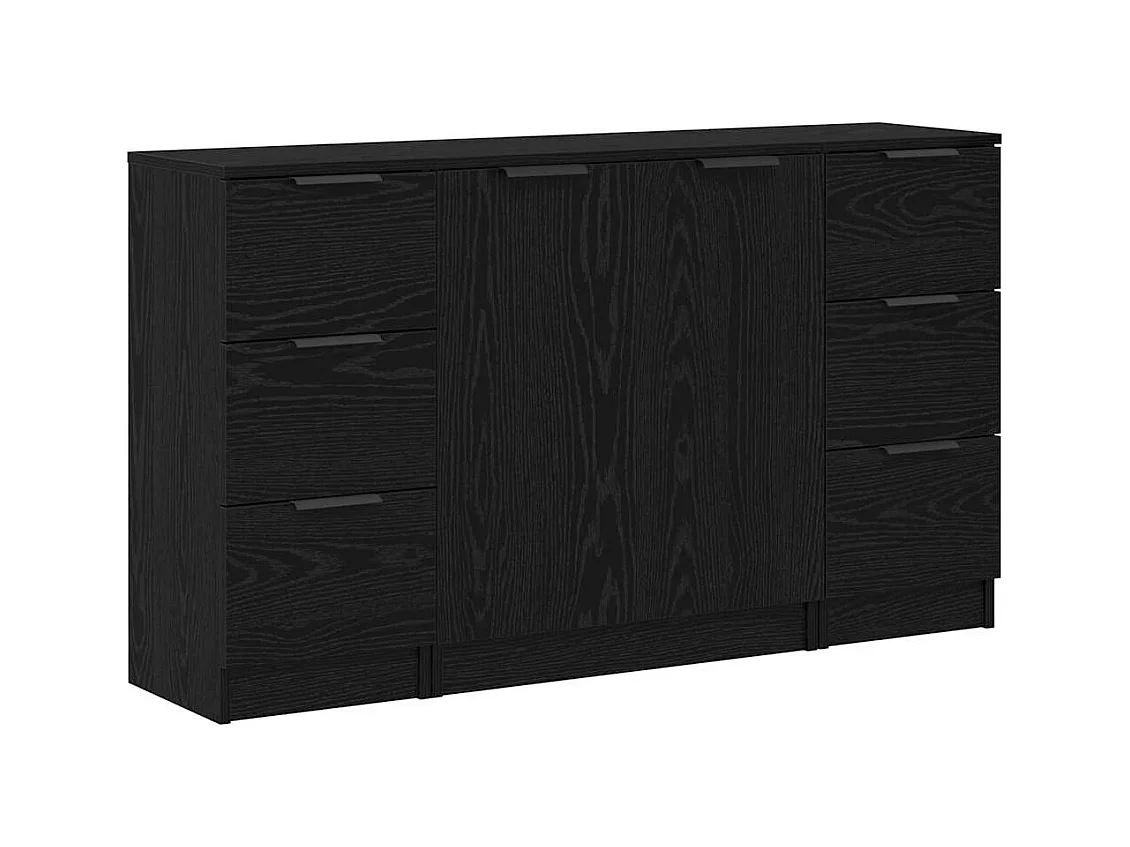 Buffet 3 pièces Chêne noir 121 x 30 x 70 cm Bois d'ingénierie