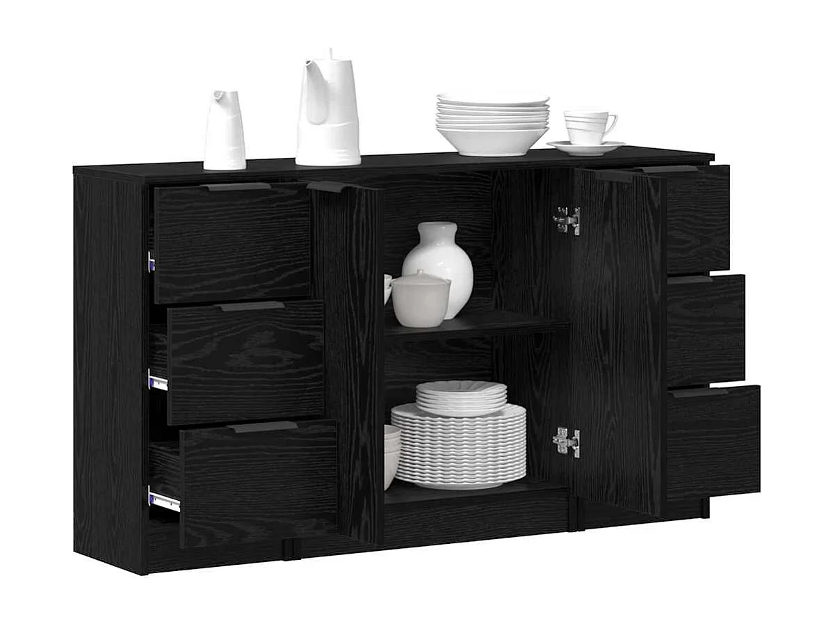 Buffet 3 pièces Chêne noir 121 x 30 x 70 cm Bois d'ingénierie