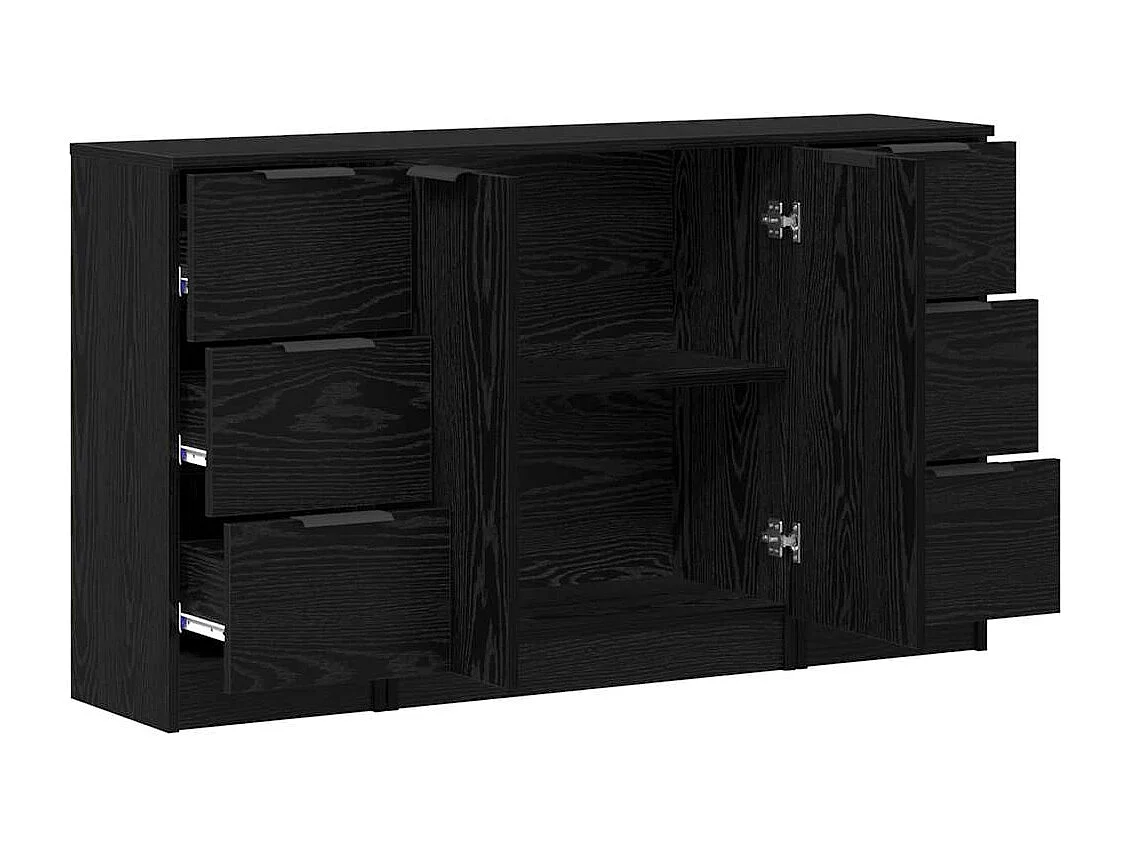 Buffet 3 pièces Chêne noir 121 x 30 x 70 cm Bois d'ingénierie