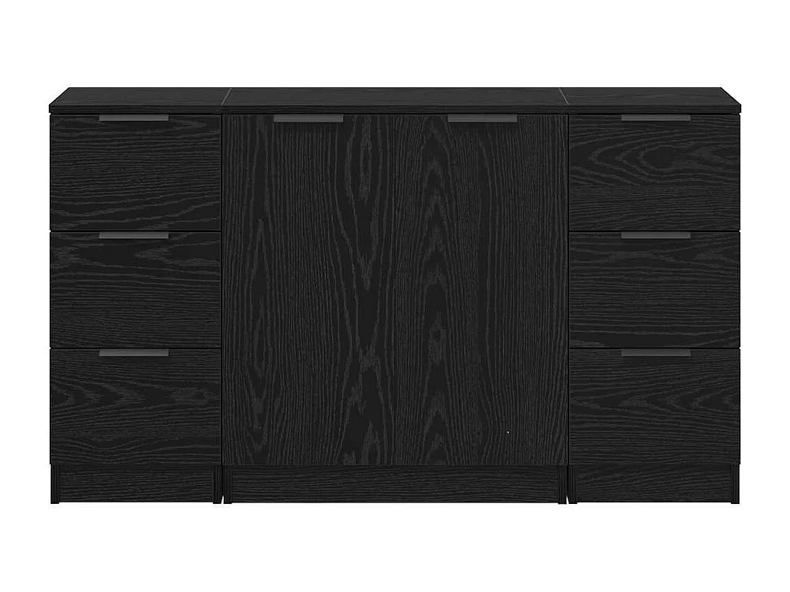 Buffet 3 pièces Chêne noir 121 x 30 x 70 cm Bois d'ingénierie