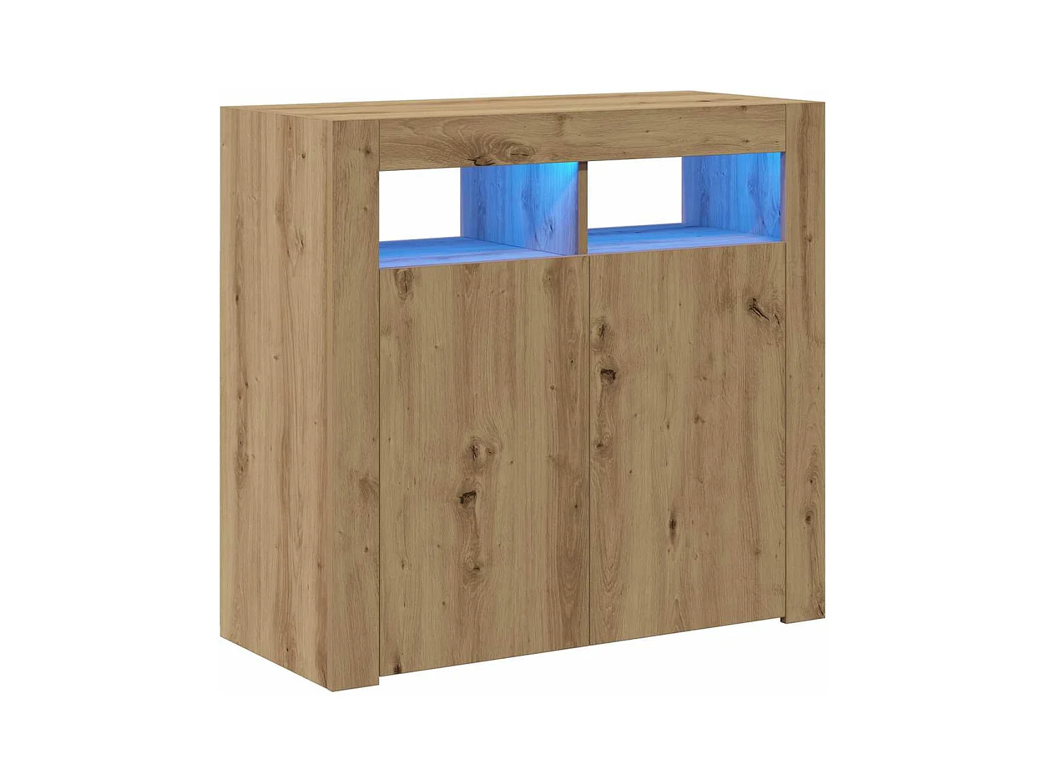 Buffet avec lumières LED chêne artisanal bois d'ingénierie