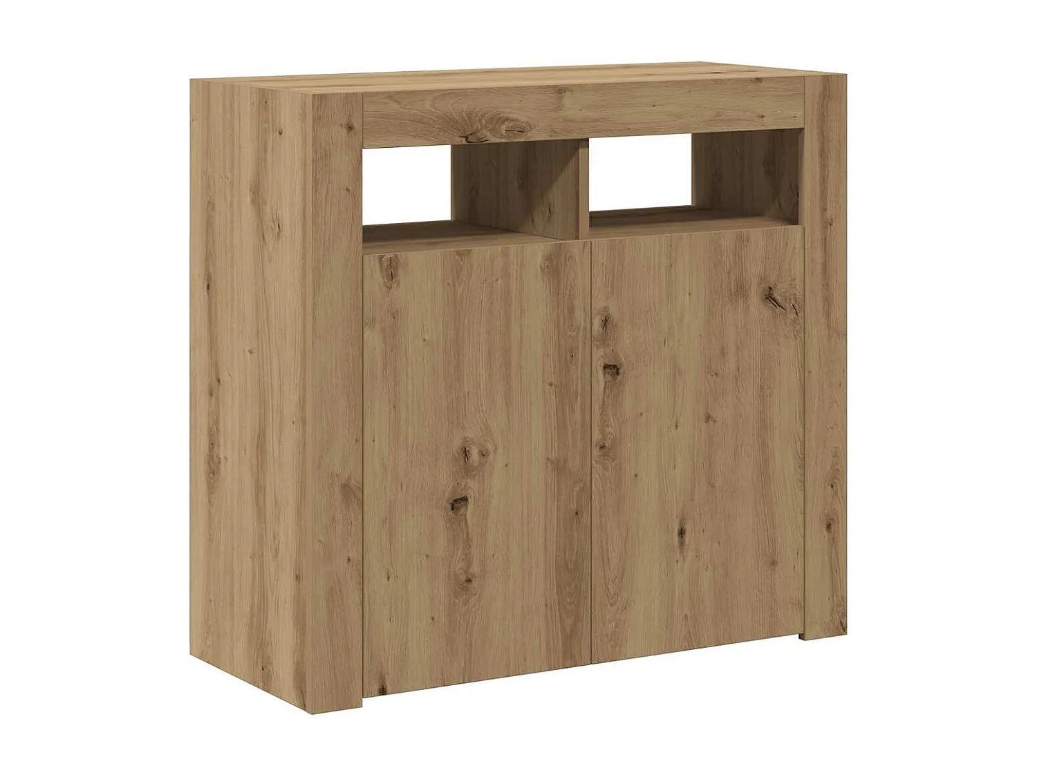 Buffet avec lumières LED chêne artisanal bois d'ingénierie