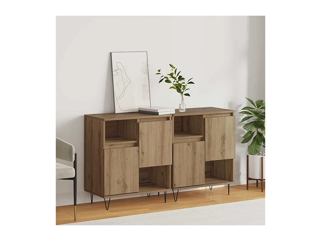 Buffets 2 pièces chêne artisanal 120 x 35 x 70 cm