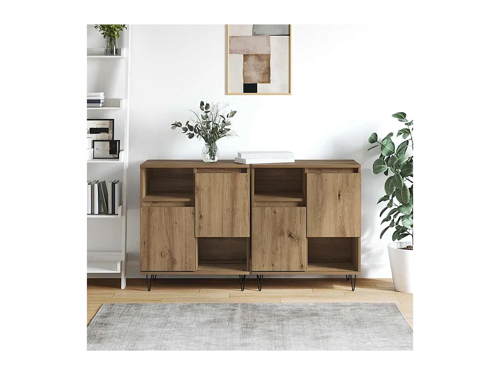 Buffets 2 pièces chêne artisanal 120 x 35 x 70 cm