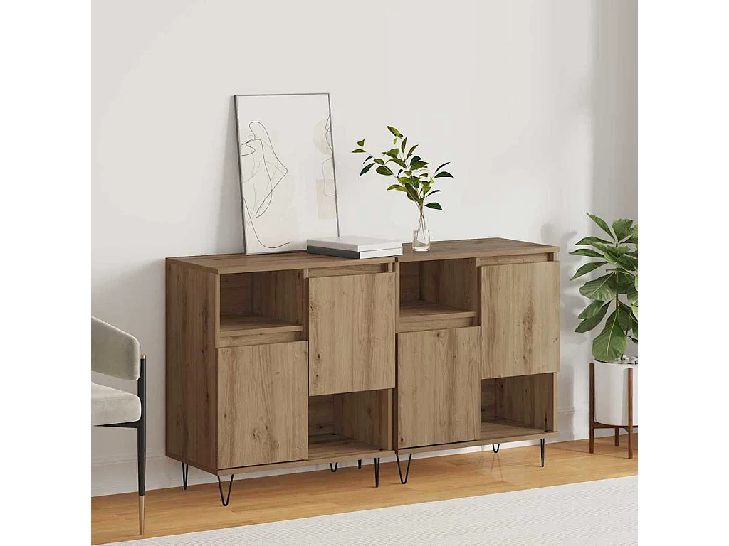 Buffets 2 pièces chêne artisanal 120 x 35 x 70 cm