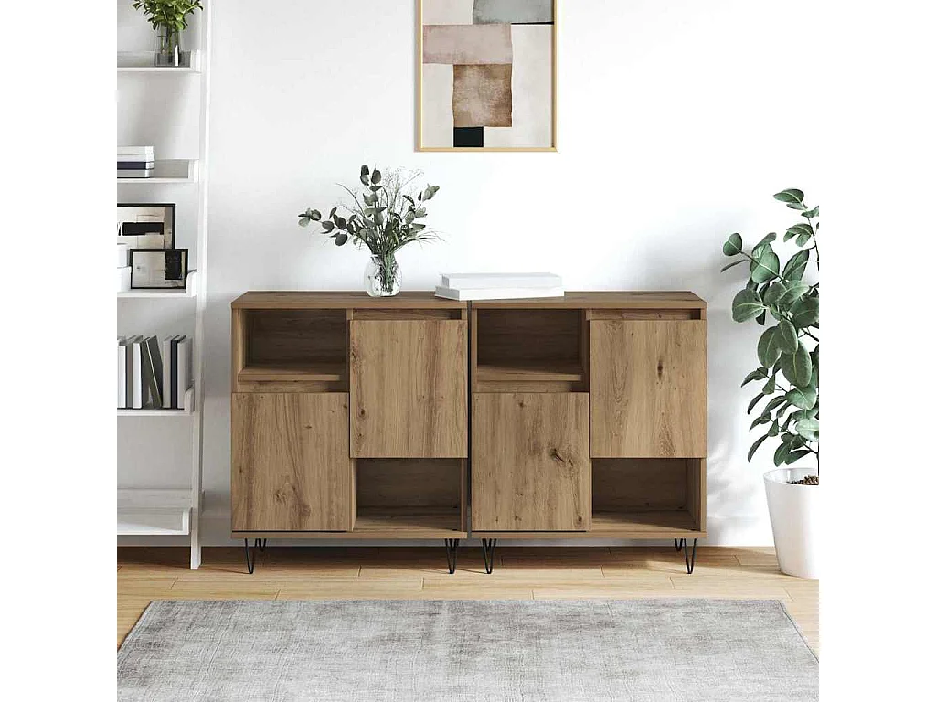 Buffets 2 pièces chêne artisanal 120 x 35 x 70 cm