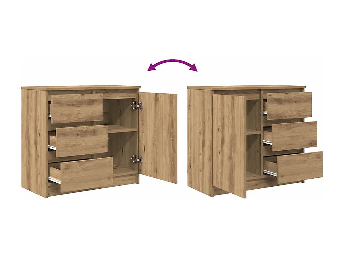 Buffet avec tiroir chêne artisanal 71x35x65 cm bois ingénierie