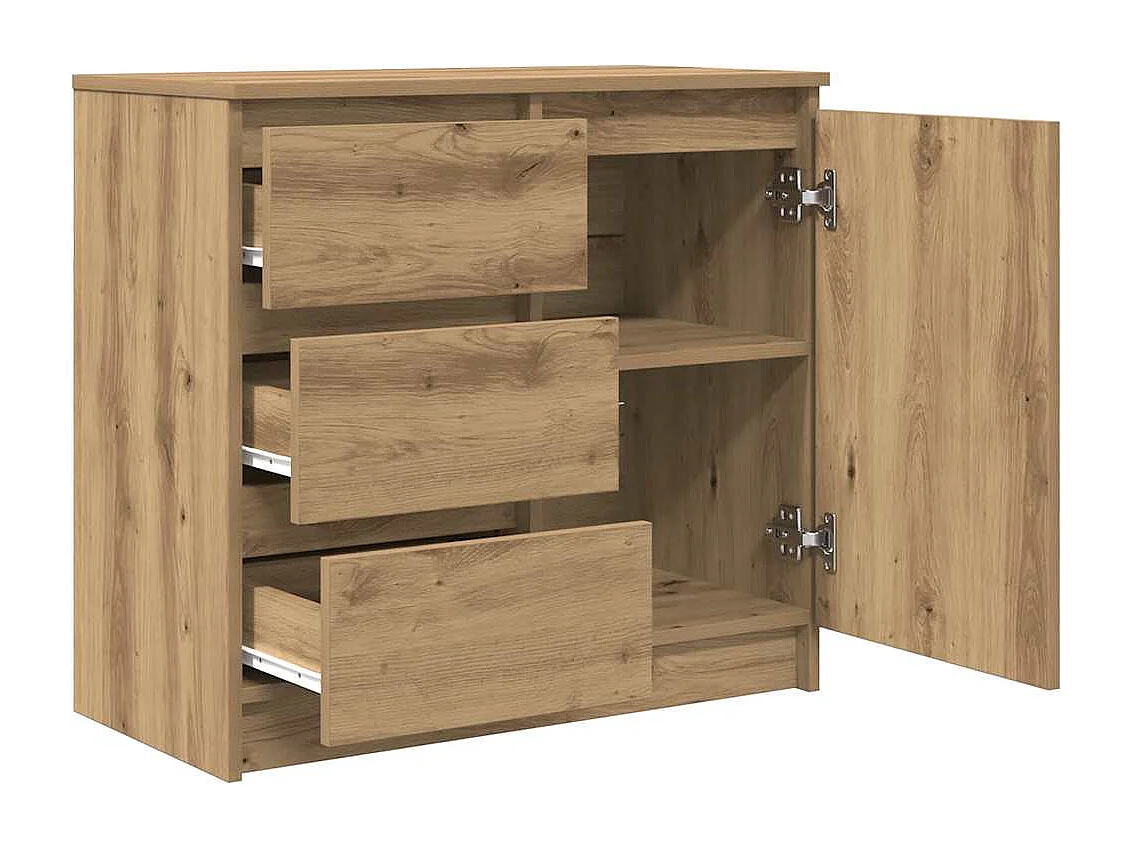 Buffet avec tiroir chêne artisanal 71x35x65 cm bois ingénierie